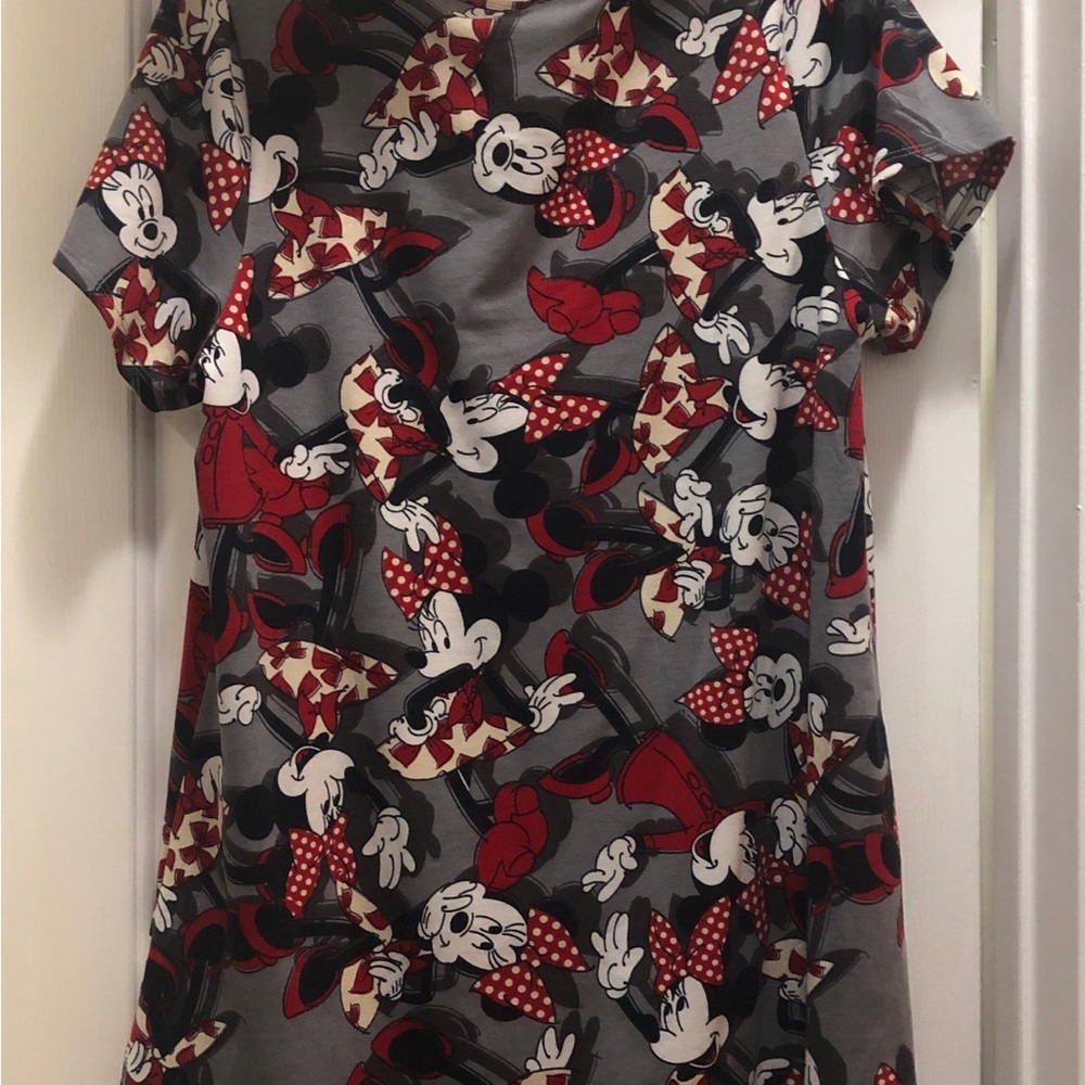 LuLaRoe Gray and Red Mickey Mouse Short Sleeve Tee